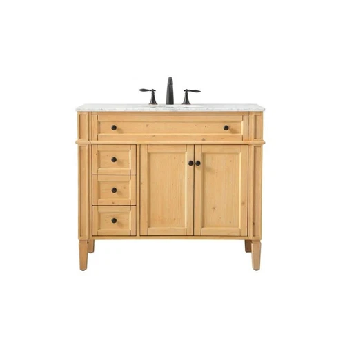 Elegant Decor Park Avenue 40" Aluminum MDF Single Bathroom Vanity - Natural Wood - Picture 3 of 8
