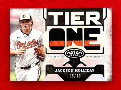 Jackson Holliday 2025 Topps Tier One Die Cut Silver Game Used Jersey Patch #d/10