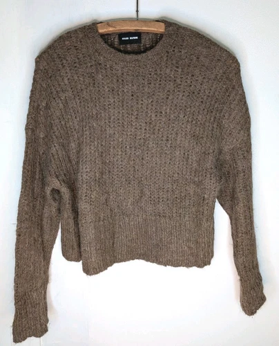 Atelier Delphine Brown Crop Alpaca Wool Sweater Size XS