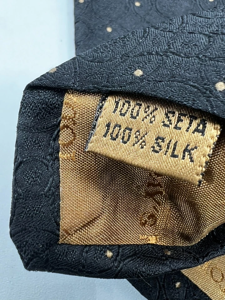 Gravata masculina TODAY'S MAN 100% seda designer italiano geométrica preta W"3.8" L:56" - Imagem 3 de 4