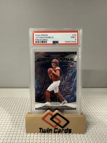 2024 Panini Prizm Fireworks Jayden Daniels RC #24 PSA 9 Commanders