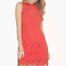 She + Sky Floral Salmon Dress Mini Size Large Sleeveless Open Back NEW