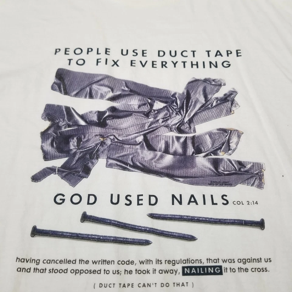 Camiseta De Colección Luz Sólida Para Hombre XL Off White Crema Jesús Cristiano Años 90 Foto 2 de 4