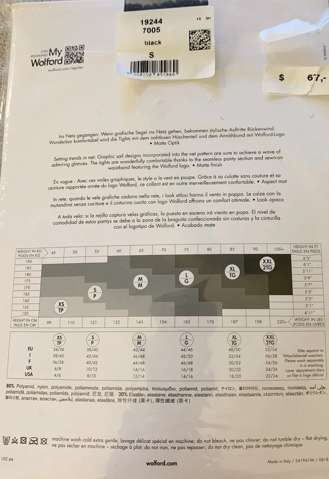 Wolford - Medias de red de vela - talla pequeña - color negro Foto 3 de 3