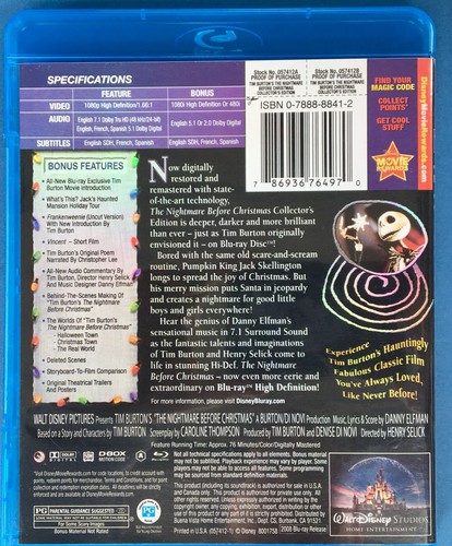 Nightmare Before Christmas Collectors Edition Blu-Ray + Digital Copy Tim Burton - Picture 2 of 4