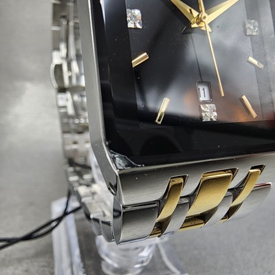 Bulova Quadra Tank Watch Women 21mm Black Dial Two Tone  display picture 3