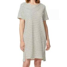 NWT Buffalo Women's Hi- Low Hem &Slits Short Sleeve-Black Striped Dress Size XXL