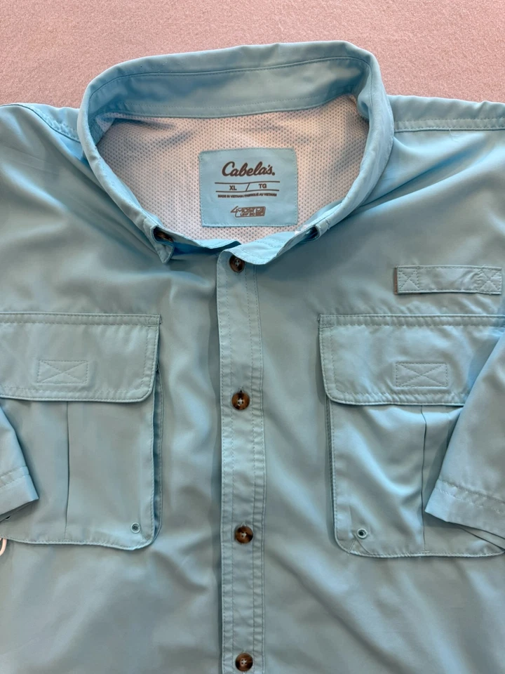 Рубашка мужская Cabela's для рыбалки на пуговицах размер XL синяя с карманами для активного отдыха с воротником - Изображение 2 из 4