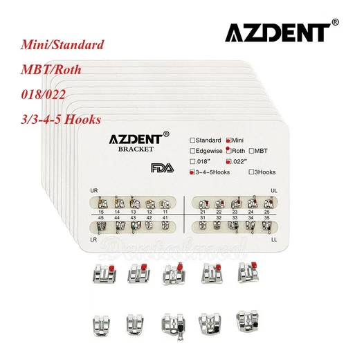 Dental Orthodontic Metal Brackets Braces Mini/Standard Roth/MBT 022/018 AZDENT