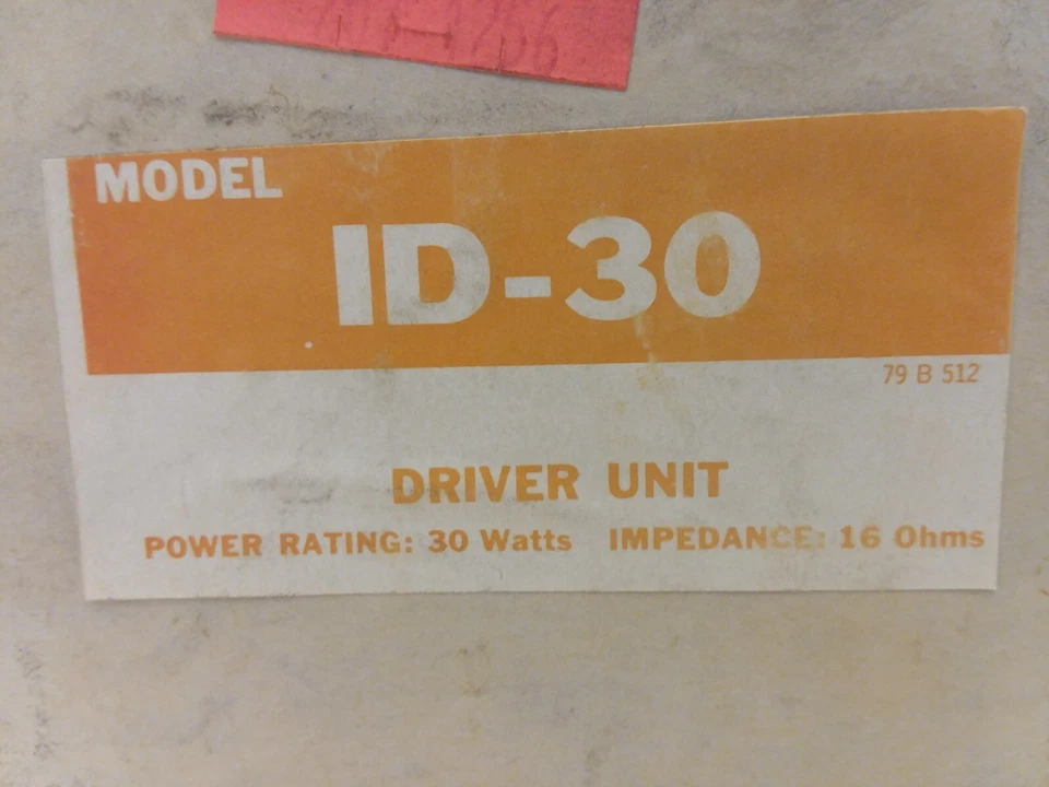 ALTEC LANSING ID-30 DRIVER UNIT 30 WATTS 85-7500 HZ 16 OHM NIB - Image 2 of 4