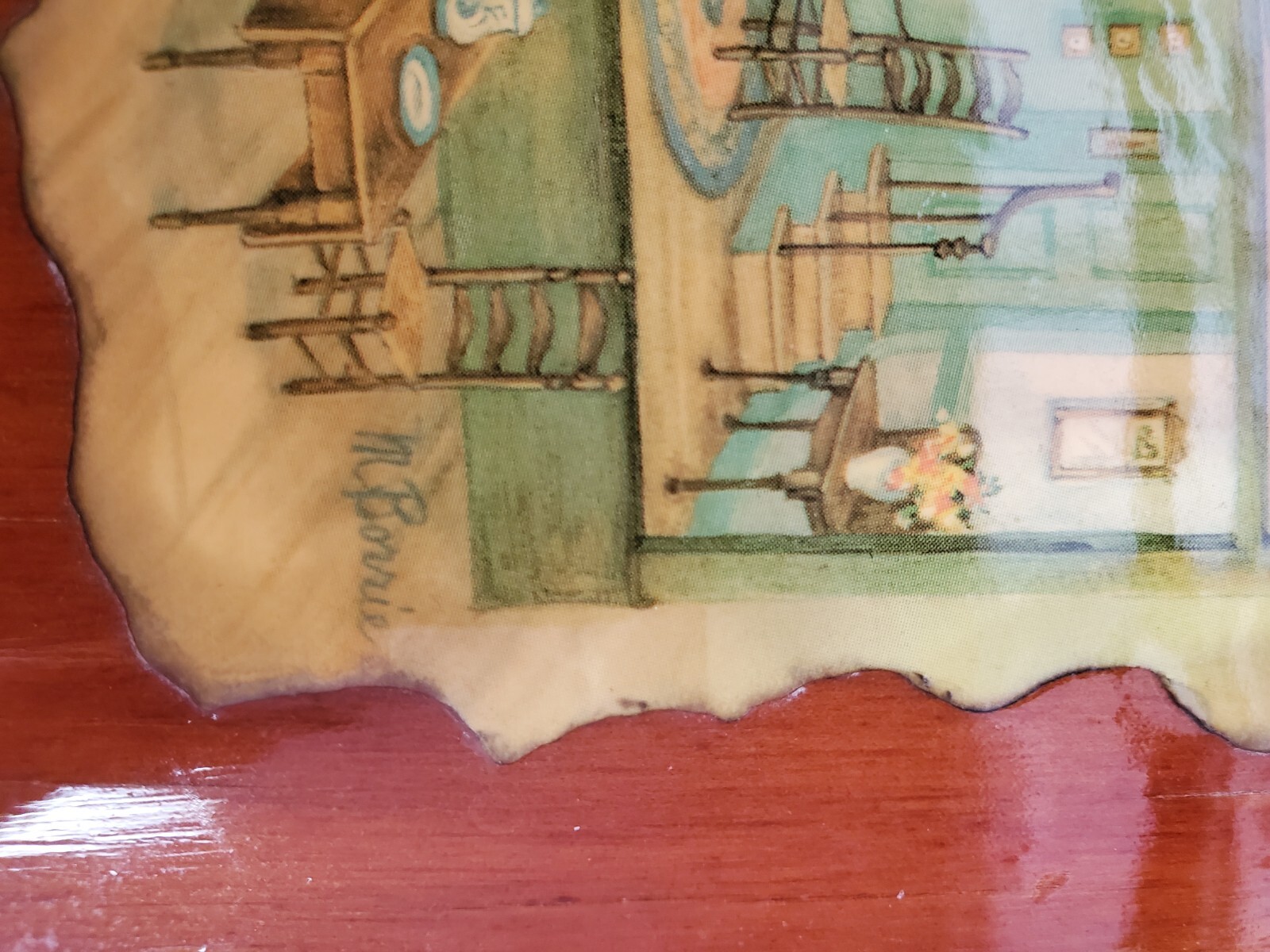 Vintage Mini Framed Wall of DOLL HOUSE (Carved wood glazed wall hanging)