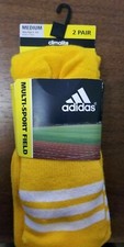 2 Pair Adidas Climalite Rivalry Multi-Sport Field Socks Gold/White Men Med 5-9.5