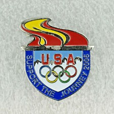 Spilla bavero smaltata USA Olimpiadi Invernali Torino 2006 sostegno il viaggio torcia VISA