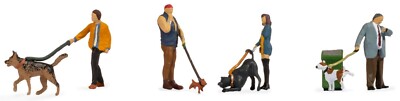NOCH 15471 Gassigehen mit Hunden 4 Figuren mit Hunden H0 1:87 handbemalt Neu
