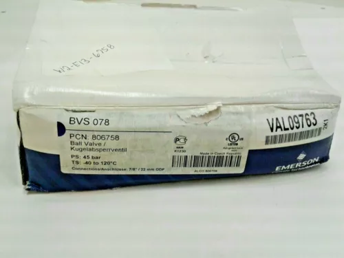 EMERSON BVS-078 REFRIGERATION BALL VALVE W/ACCESS VALVE 7/8"