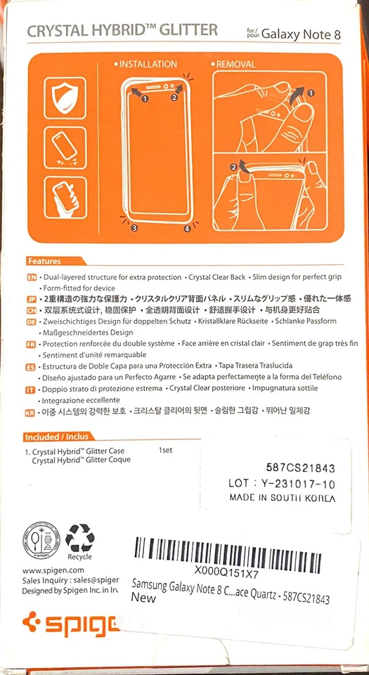 Funda Para Galaxy S8 Plus, Cristal Spigen Híbrido Brillo Cubierta - Cuarzo Gris Foto 2 de 4