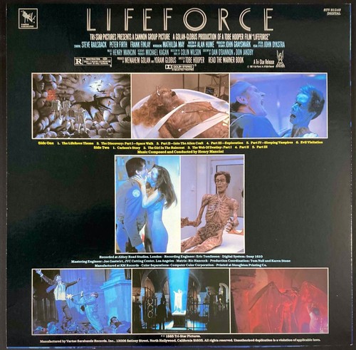 Lifeforce Original US Vinyl LP Henry Mancini Tobe Hooper 1985 - Picture 2 of 5