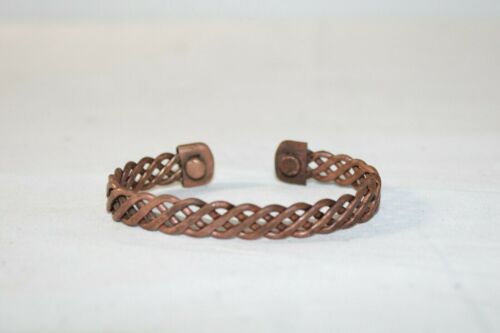 Vintage Copper Cuff Bracelet - Twisted Braided Ropey