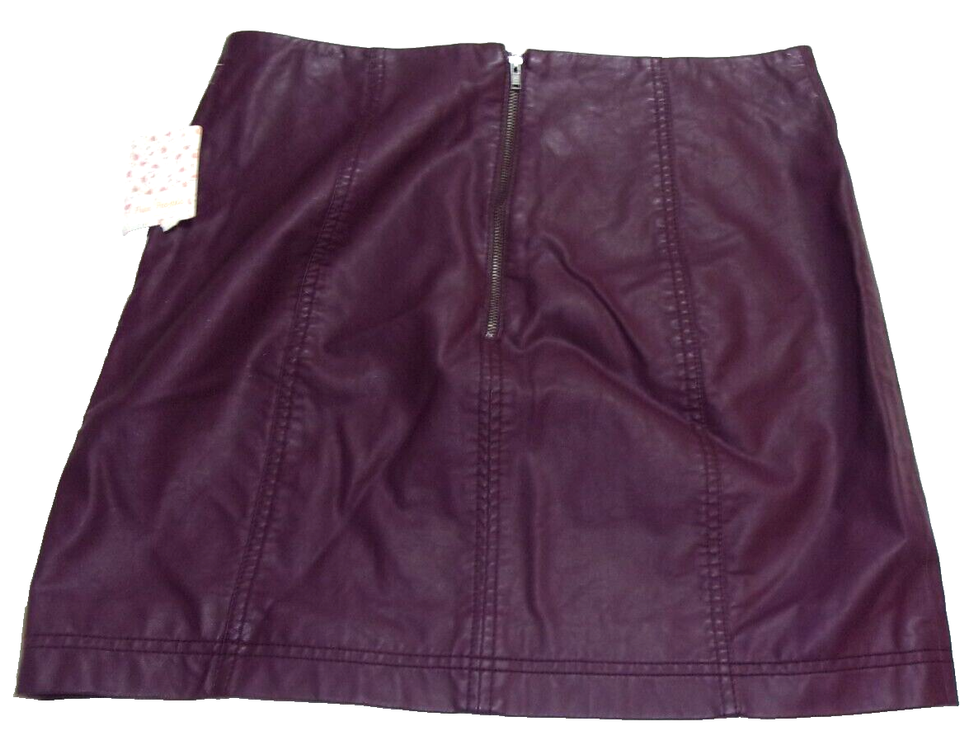 Free People Faux Leather Short Skirt ALine Sz. 12 Wine Purple New eBay
