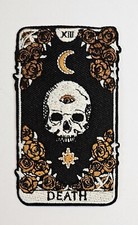 Tarot Card Death Embroidered Patch, 2"  3 ". Skull Eye Flowers Star Moon