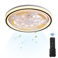 Modern Ceiling Fan With Light Dimmable LED Chandelier Lamp & Remote Lamp Fixture