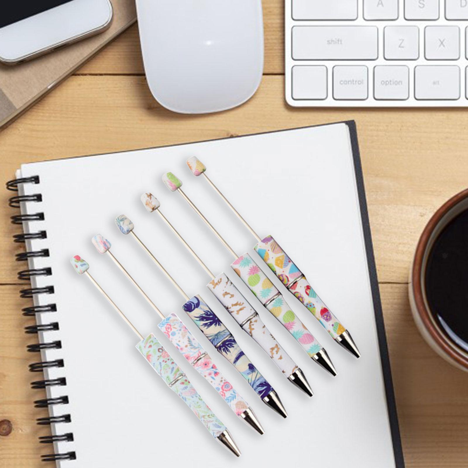 6Pcs Beadable Pens DIY Art Drawing Rollerball Pen for Office Exam