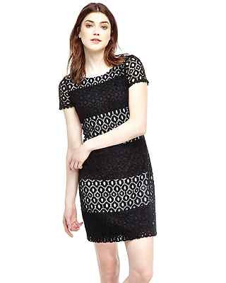 monse crochet dress Monse Blurry Stripe Midi Crochet Dress in Multi in Orange