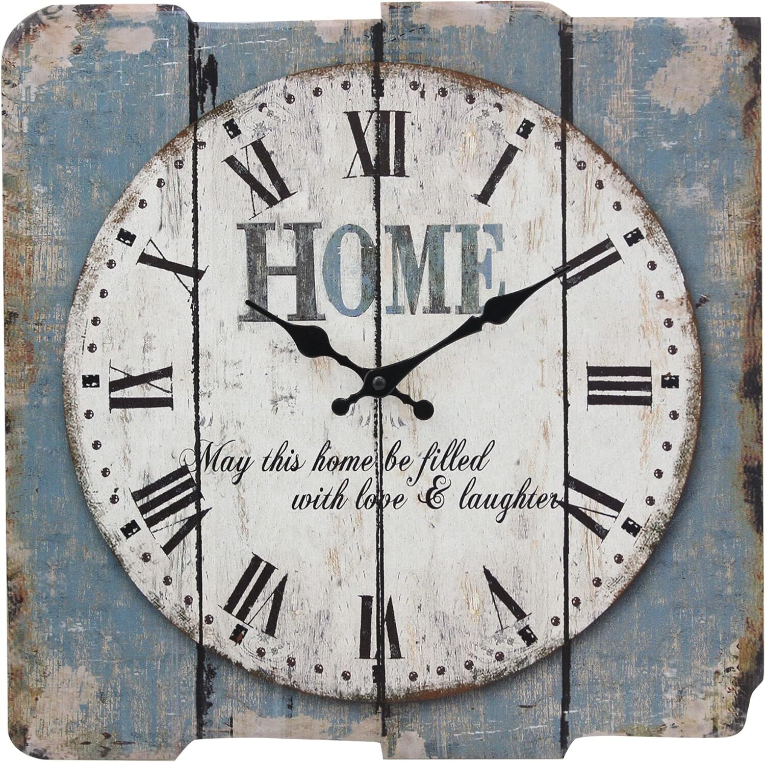 Stonebriar SB-6158A Worn Blue 15" Square White Wall Clock