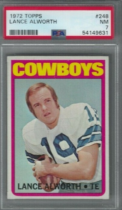 1972 TOPPS #248 LANCE ALWORTH PSA 7 NM HOF COWBOYS CHARGERS BAMBI
