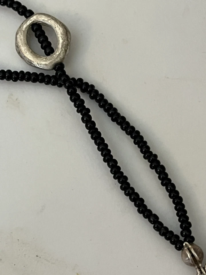 Collar Casa Blanca Mercado Negro 2 Hilos 17" Madera Vidrio y Metal Foto 4 de 4