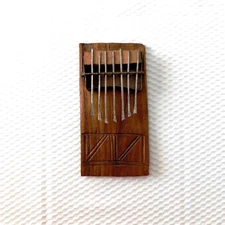 Rustic African Kalimba Thumb Piano Handmade Vintage Botswana 1980s 7 Notes