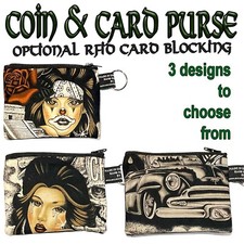 Chuco El Passo Coin & Card Purse Cash Money 100%cotton Fabric Mexican Skull Rose