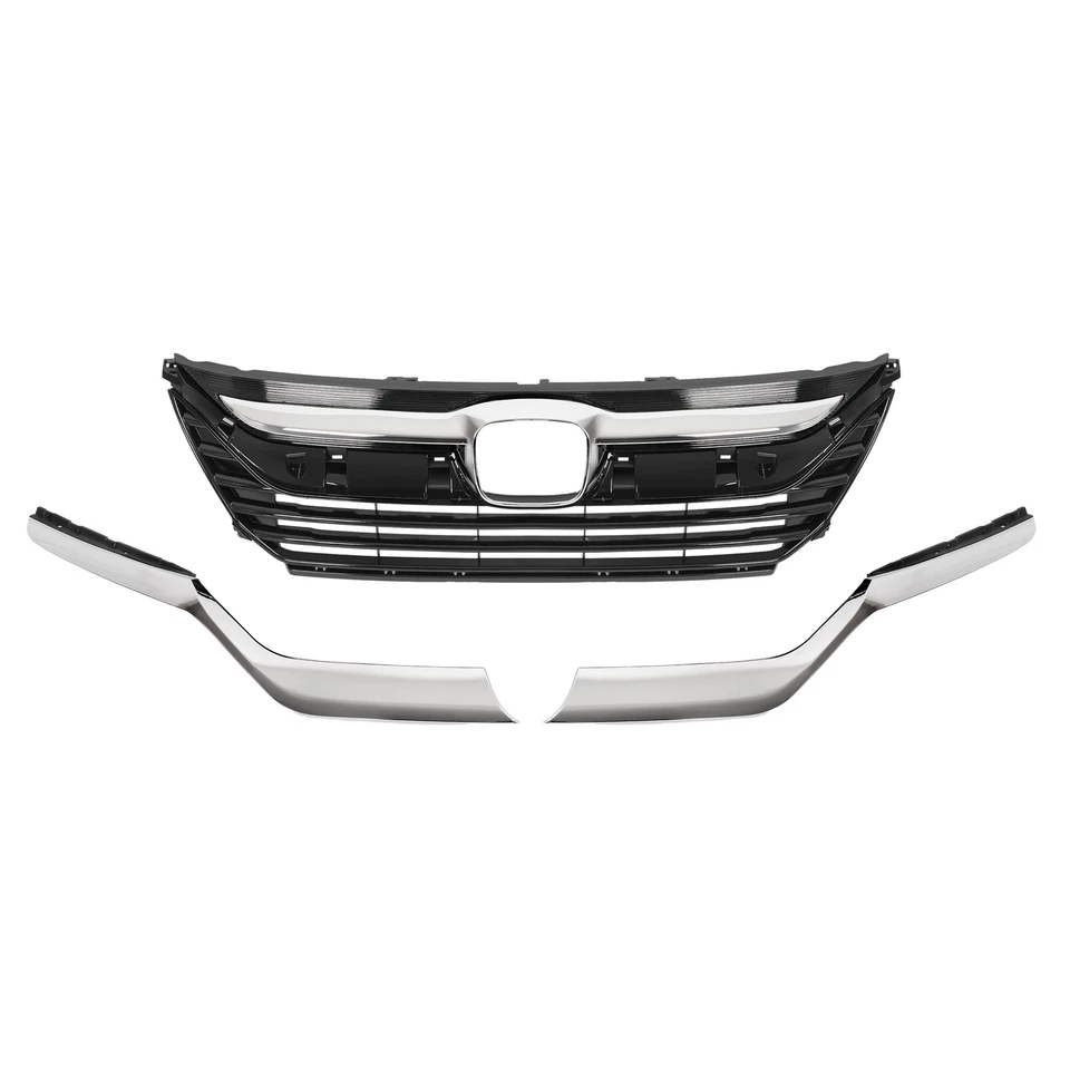 For Honda Odyssey 2018-2021 Front Upper Grille+Chrome Headlight Eyelid Molding Foto 3 de 4