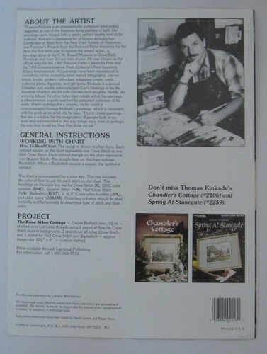 The Rose Arbor Cottage Cross Stitch Pattern by Thomas Kinkade Leisure Arts 1992 - Picture 2 of 3