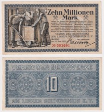 10 Millionen Mark Banknote Moers Verein der Bergwerke 15.9.1923 (170876)