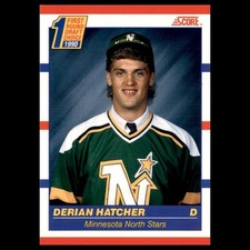 Derian Hatcher Rookie #430 1990-91 Score Minnesota North Stars Hockey Card NHL. rookie card picture