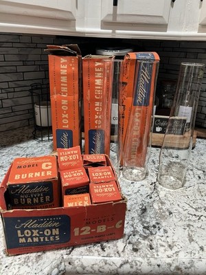 Aladdin Kerosene Lamp Loxon LOX-ON LOT MANTLES CHIMNEYS BURNER WICK 12-B and C