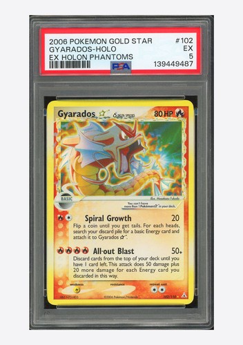 Pokemon PSA 5 Gyarados Gold Star Holo 2006 102/110 EX Holon Phantoms English