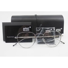 Montblanc MB0111O 001 Silver Metal Round Eyeglass Frames 49-22-150 Mens Womens