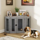PawHut Dog Crate Furniture for Medium Dogs w/ Cushion, Large Door - Grey