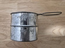 Vintage 1940's "2 Cup Full" Flour Sifter, Tin, Hand Crank, Made In USA
