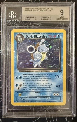 Pokemon 2000 Team Rocket #3 DARK BLASTOISE Holo Beckett BGS 9 Mint 3/82