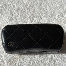 Chanel Black Quilted Leather Eyeglasses Hard Shell Case CC Logo