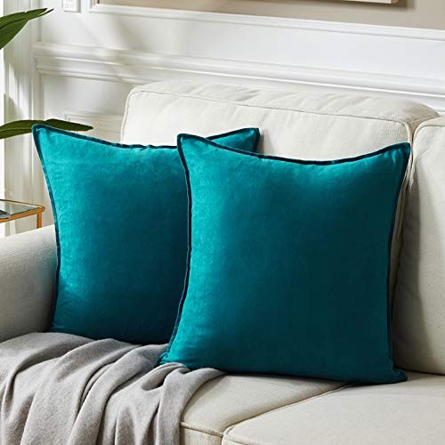2 Confezioni Cuscino Decorativo Premium Ecopelle Scamosciata 24" x 24" (Confezione da 2) Teal - Foto 2 di 7