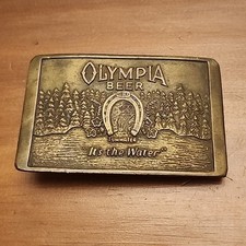 Vintage Olympia Beer It's The Water Belt Buckle Brass. Tumwater, Good Luck.