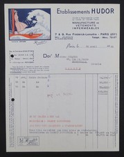 Fattura PARIS 1952 HUDOR abbigliamento impermeabile illustrato billhead 105