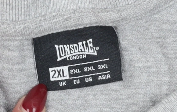 Polo Lonsdale gris 2XL para hombre - manga corta, ajuste regular Foto 3 de 4
