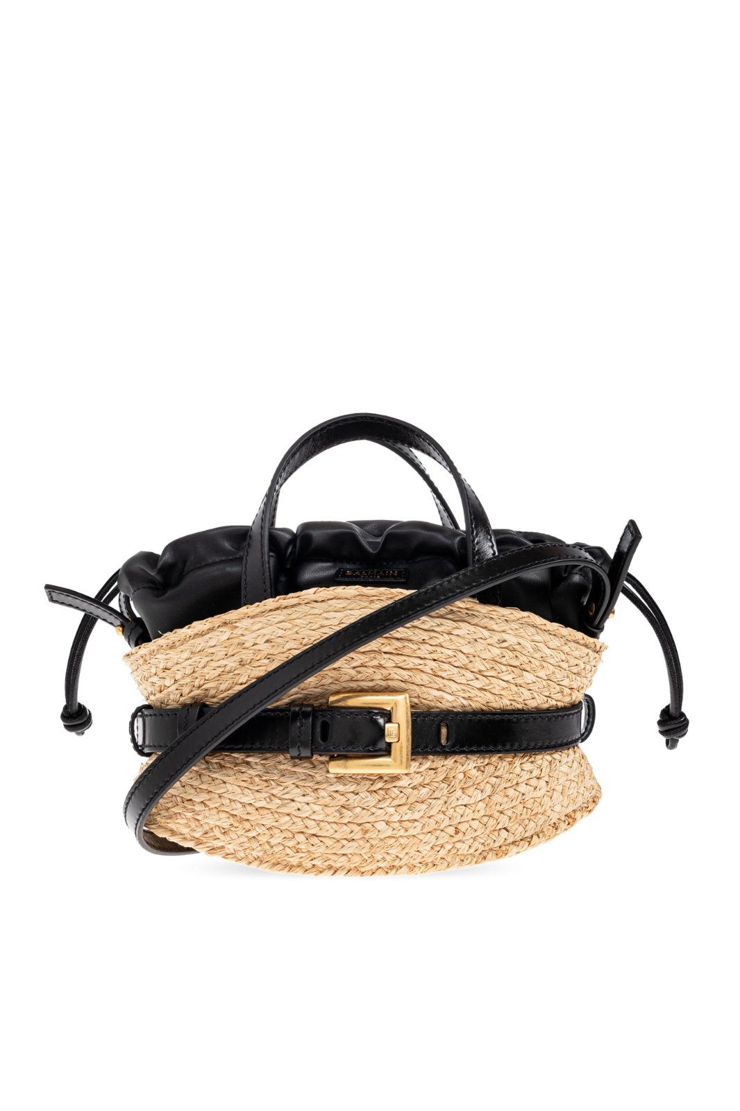 BALMAIN Mini Shuffle Beige Raffia & Leather New & Authentic