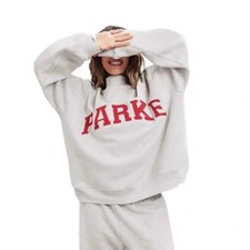 PARKE Valentines Varsity Mockneck Sweatshirt Grey/Crimson Size L/XL NWT
