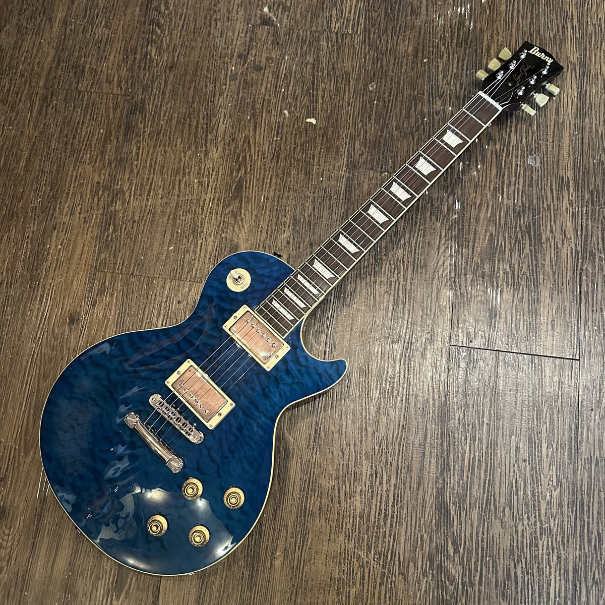Electric Guitar Burny LSD-80N Les Paul Type Blue Quilted Top